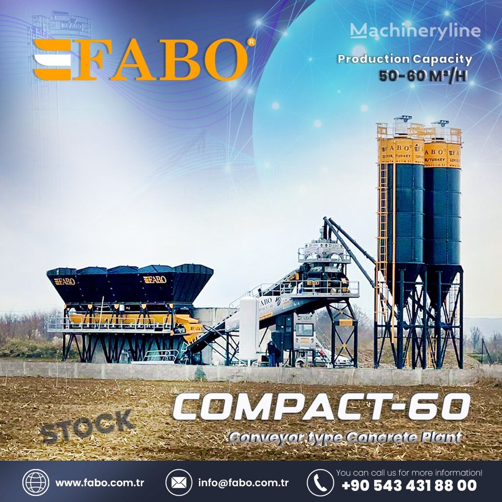 новий бетонний завод Fabo COMPACT-60 CONCRETE PLANT | CONVEYOR TYPE