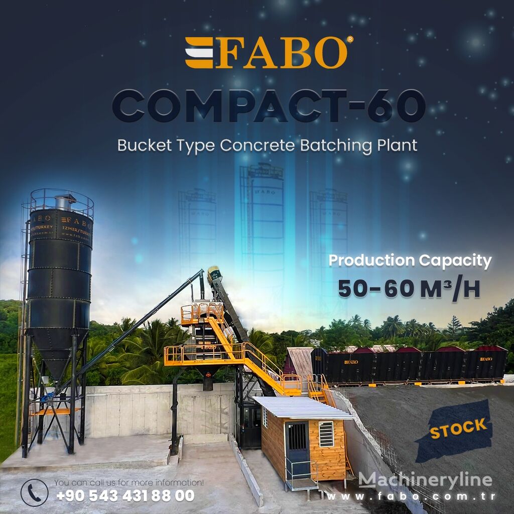 новий бетонний завод Fabo SKIP SYSTEM CONCRETE BATCHING PLANT | 60m3/h Capacity | STOCK